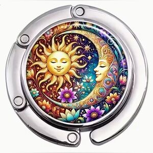 Sun & Moon Purse Bag Hanger Handbag Hook Hanger Sun Moon Floral Design New